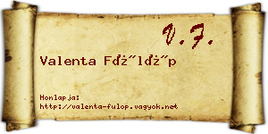 Valenta Fülöp névjegykártya